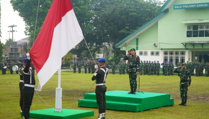 Kasrem 042/Gapu Pimpin Upacara Bendera 17-an, Tekankan disiplin dan Kepedulian terhadap Rakyat
