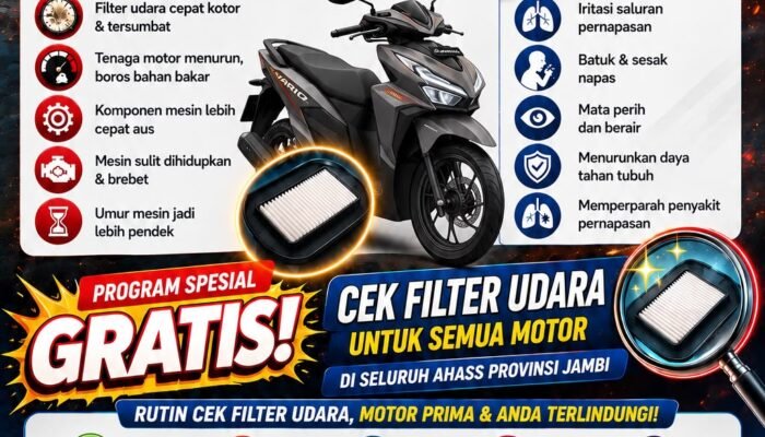Kabut Asap di Jambi, Honda Hadirkan Cek Filter Udara Gratis di AHASS