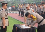 Kapolres Tanjab Timur Pimpin Serah Terima Jabatan Kasat Lantas dan Kapolsek Sabak Timur